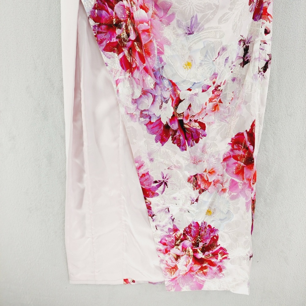 NEW Guess by Marciano Pink Floral Bomb Silk  Strapless Maxi Dress Gown P1791 - Picture 3 of 11